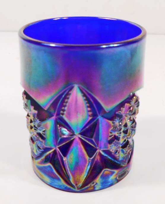 VINTAGE CARNIVAL GLASS TOOTHPICK HOLDER: 2" tall