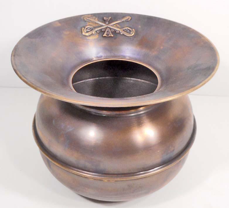 7TH CAVALRY BRASS SPITOON: 6" tall