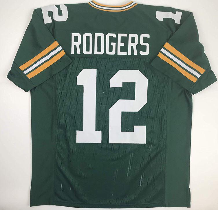 Aaron Rodgers Green Bay Green Custom Stitched Football (1 of 2)