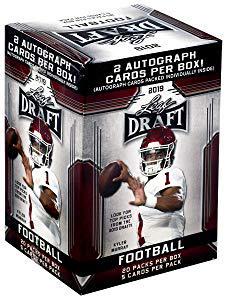 2019 LEAF NFL DRAFT Series Factory Sealed Blaster Box: This is a 2019 LEAF NFL DRAFT Football Series Unopened Blaster Box that contains 20 packs with 5 cards per for a total of 100 cards including 90 Rookie cards plus Draft Flashback cards PLUS 2 Autograp