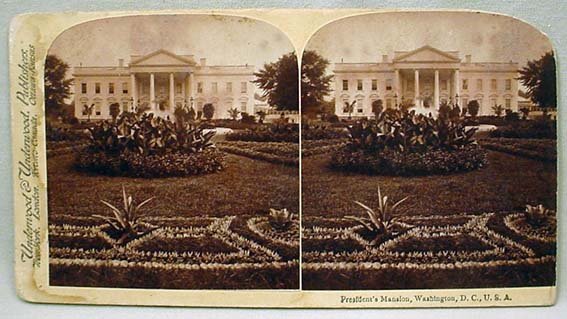 C. 1890'S THE PRESIDENT'S "MANSION" STEREOVIEW CARD: North View of the Building we Now Know as The WHITE HOUSE! Renamed by Theodore Roosevelt in 1901, but this card Has President's "Mansion" Printed on it!