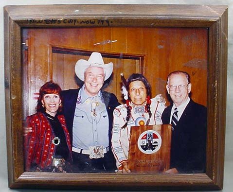 ORIGINAL PHOTO FROM THE ESTATE OF IRON EYES CODY AN: Photo Shows Iron Eyes Cody, The Famous Actor who Portrayed Native American Indians in MANY Films and TV Shows, Receiving an Award. He is Most Well Known as the 'Crying Indian' in the Anti Pollution Co