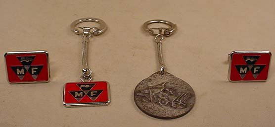 LOT OF VINTAGE MASSEY-FERGUSON IMPLEMENT ITEMS: Incl. Cuff Links with Matching Keychain