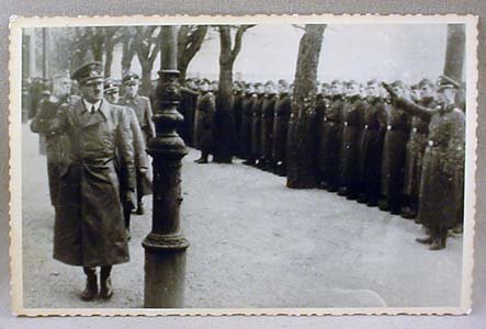 WW2 NAZI GERMAN PHOTO OF ADOLF HITLER INSPECTING TR