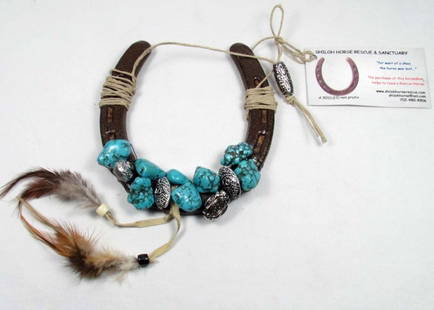 SHILOH HORSE RESCUE AND SANTUARY DECORATED HORSESHO: This horseshoe came off a rescued horse, all proceeds from this sale will go to Shiloh Horse Rescue.