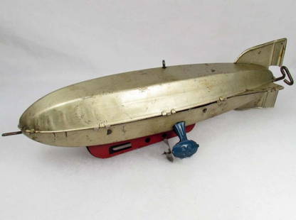 VINTAGE TIN WINDUP ZEPPELIN AIRSHIP BLIMP TOY