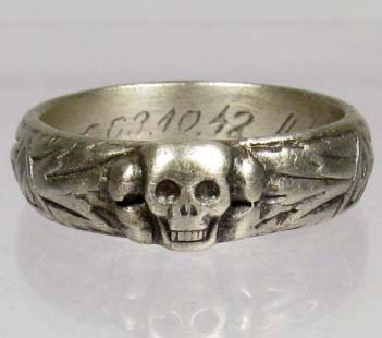 RARE WW2 GERMAN NAZI WAFFEN SS HONOR RING: Inside is engraved L M A Muller 03.10.42 H. Himmler.