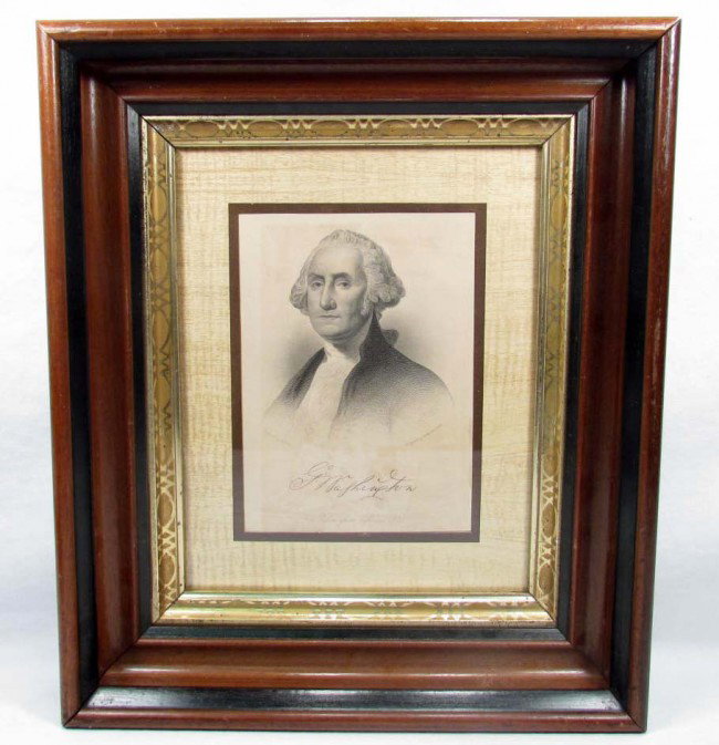 ANTIQUE GEORGE WASHINGTON ENGRAVING BY ILLMAN BROS.: Frame in great condition for its age. Even has wood back and square nails. "Taken from Life in 1794". Also marked Painted by Stuart. Approx. 12" by 14"