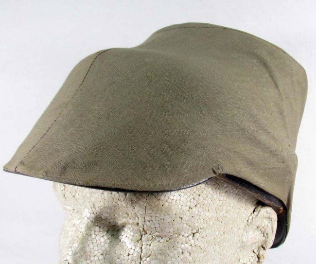 WW1 IMPERIAL GERMAN MILITARY COMBAT HELMET SHAKO: Green cotton cloth cover.