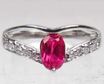 WHITE GOLD PLATED, GARNET RING - SZ. 6 - 10.4 CTW: N/A