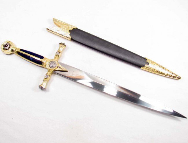 MASONIC DAGGER / SHORT SWORD W/ SCABBARD - NEW: Approx. 21.25" long overall