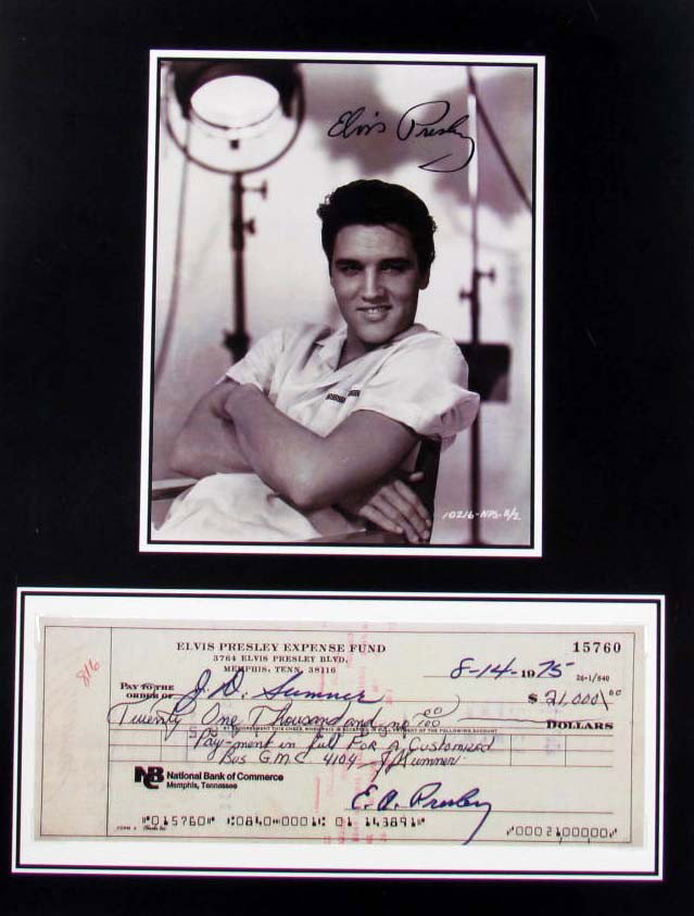 1469 - ELVIS PRESLEY SIGNED CHECK & PHOTO DISPLAY : Facsimile/Copy of Signed item - Ready to be Framed