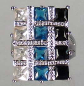1359 - STERLING SILVER ONYX, MORGANITE & BLUE TOPA