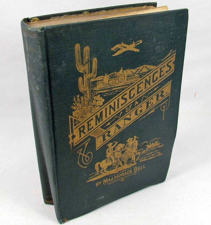 OLD WEST "HIDE A PISTOL INSIDE BOOK" HARDCOVER BOO: Measures 5 3/4" by 8 1/4" by 1 1/2". Has some water damage. the title is Reminiscences of a Ranger.