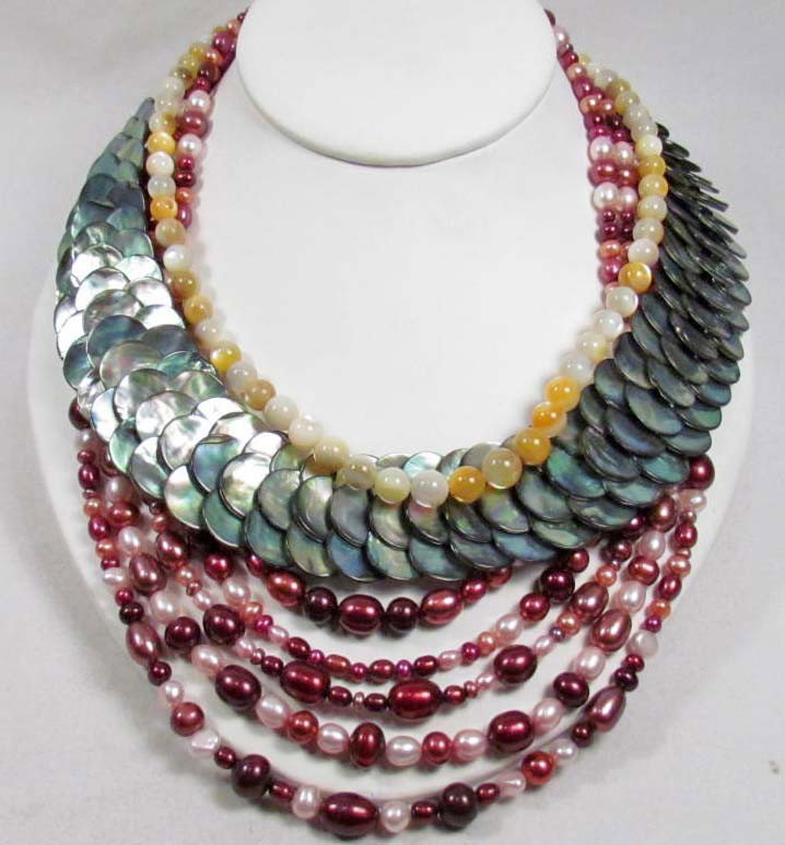 LOT OF 3 ESTATE JEWELRY NECKLACES W/ STERLING SILV: Incl. Abalone, More!