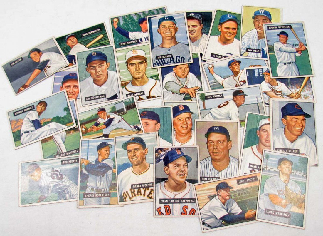 LOT OF APPROX. 29 1951 BOWMAN GUM BASEBALL CARDS
