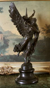 SM235 Cupid & Psyche, After A. Mercie, Bronze Sculp: 26.5"H x 10"D x 9"W 35lbs This bronze sculpture was produced using the "Lost Wax" casting method. The"Lost Wax" Cast method is the most precise metal casting technique in existence, ensuring