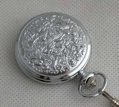 MWF1446 VINTAGE ANTIQUE MENS SILVER EMBOSS COVER P: MWF1446 VINTAGE ANTIQUE MENS SILVER EMBOSS COVER POCKET WATCH