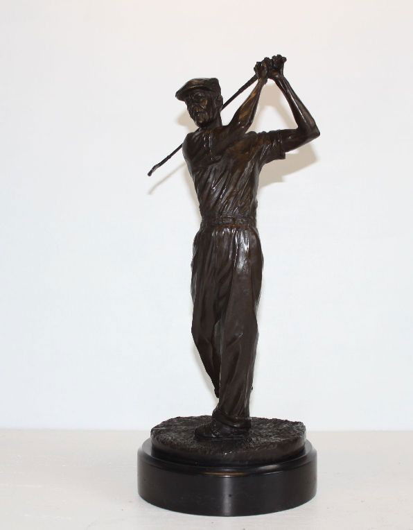 Splendid Ben Hogan Golfer, Bronze Sculpture, After: CD008 Splendid Ben Hogan Golfer, Bronze Sculpture, After Ron Tunison 14.5"H x 6.5"W x 6.5"D 15 lbs. This bronze sculpture was produced using the Lost Wax casting method. The Lost Wax Cast method is th