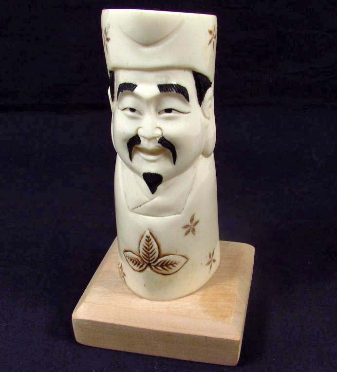 OX BONE FIGURAL PEN/PENCIL HOLDER