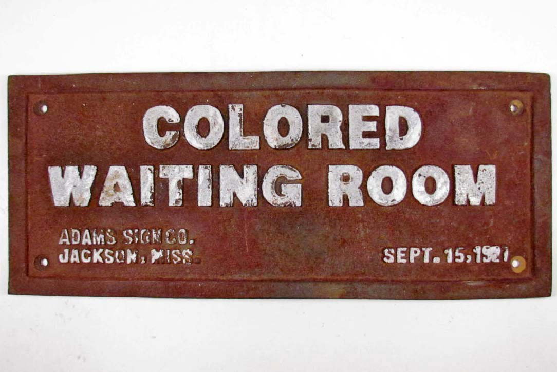 BLACK AMERICANA COLORED WAITING ROOM CAST IRON SIG