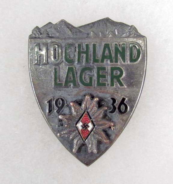 GERMAN NAZI HITLER YOUTH ALPINE HOCHLAND LAGER ENA: Maker marked 'A. Berger Garmisch'. Silver Class