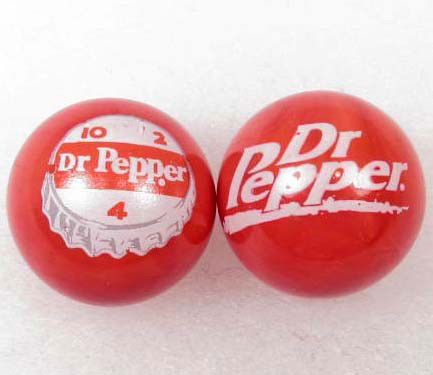 LOT OF 2 DR. PEPPER ADVERTISING MARBLES: 1 Dr. Pepper Sign, 1 Soda Cap