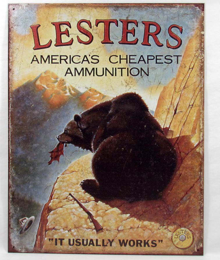 6816 - LESTERS AMMO METAL SIGN - 12.5" X 16"