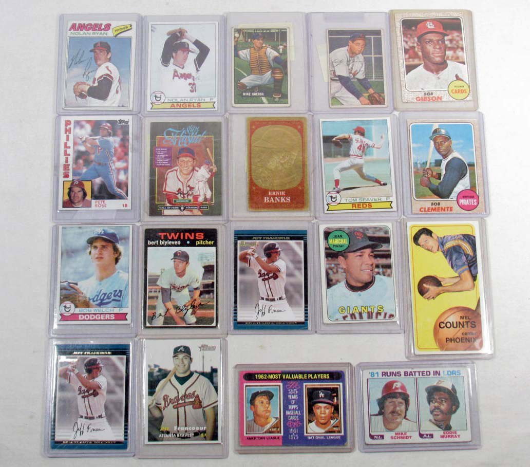 LOT OF VINTAGE SPORTS CARDS: Incl. 1952 Bowman Early Wynn No. 142, 1951 Bowman Mike Guerra No. 202, 1979 Topps Nolan Ryan No. 115, 1977 Topps Nolan Ryan No. 650, More