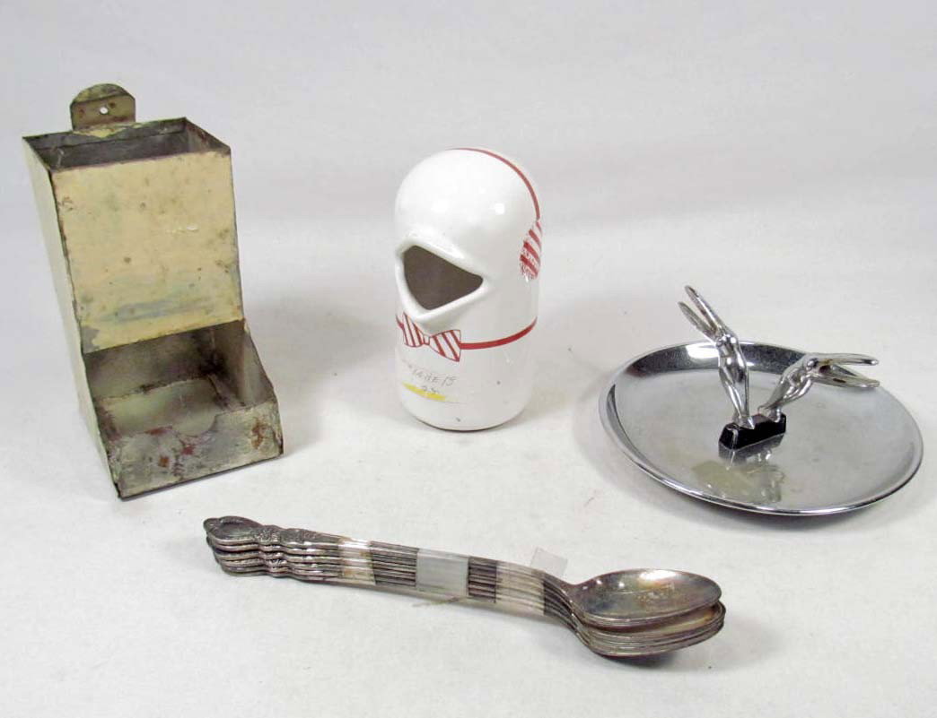 LOT OF MISCELLANEOUS TREASURERS: Incl. Match book holder, Razor blade bank, more