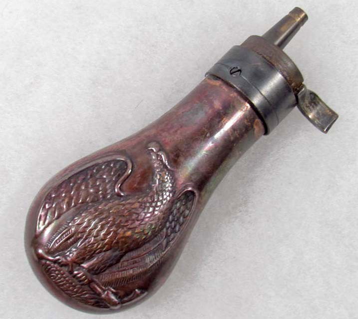 OLD WEST COWBOY ERA ANTIQUE AMERICAN EAGLE GUN POW: Approx. 1.75" by 4.5". Both sides show an American Eagle. Copper and brass