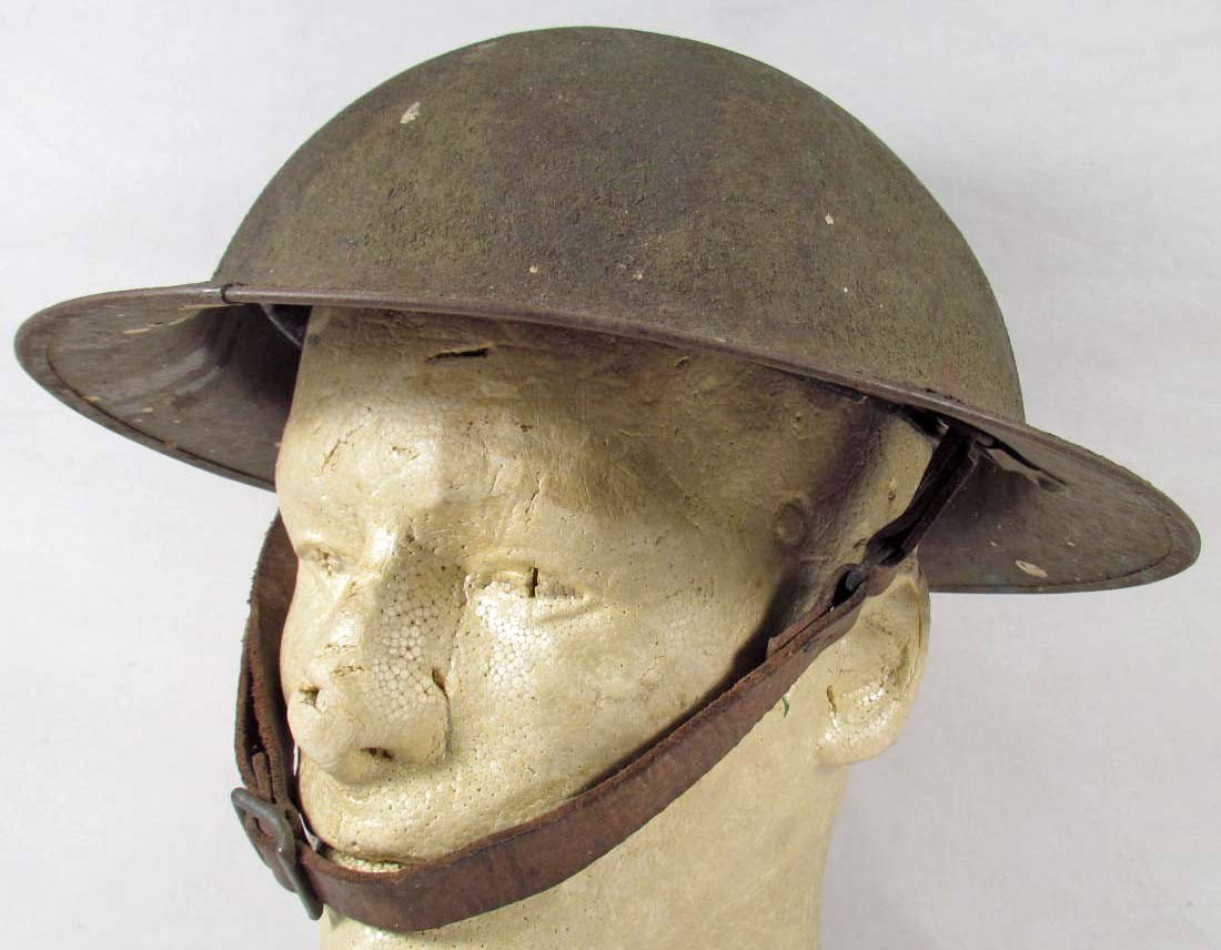 US WW1 ARMY 1917 COMBAT HELMET: Includes the liner w/ leather chin strap