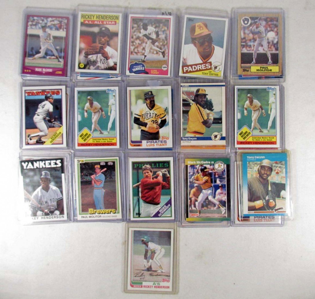 LOT OF APPROX. 31 VINTAGE BASEBALL CARDS - MOSTLY T: Featuring Mark McGwire, Louis Tiant, Tony Gwynn, Ricky Henderson, Paul Monitor and Mike Schmidt