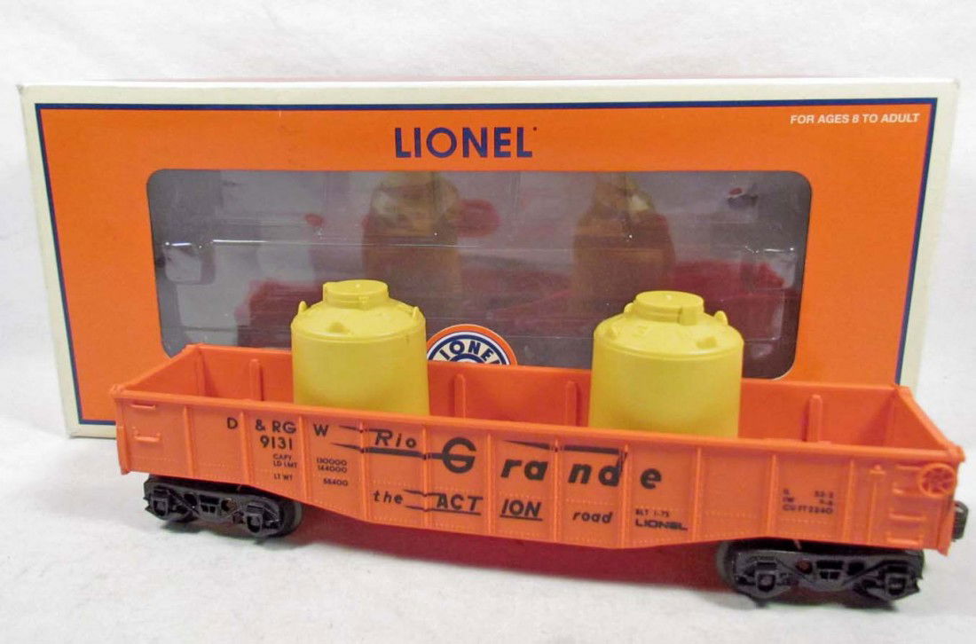 LIONEL D&RGW GONDOLA W/ CANISTERS TRAIN CAR IN ORI: N/A