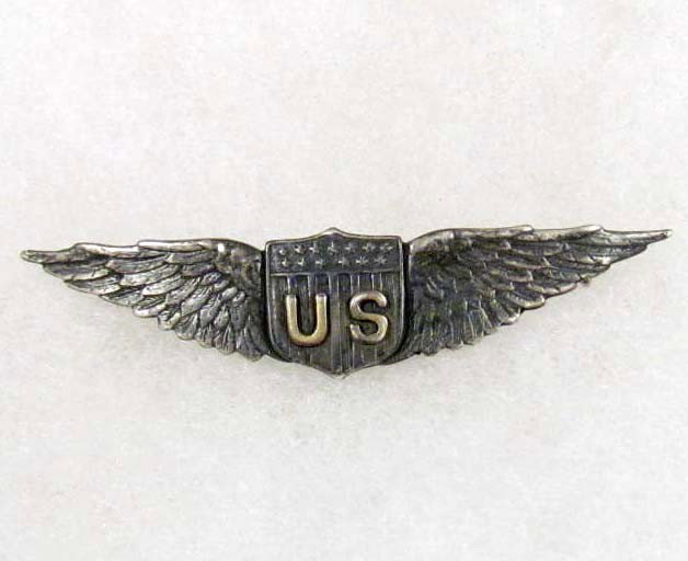 US WW1 AERO AVIATION PILOT WING MADE BY TIFFANY: Measures 2 5/16" wide. Maker marked Tiffany & Co Makers Sterling. Pin back.