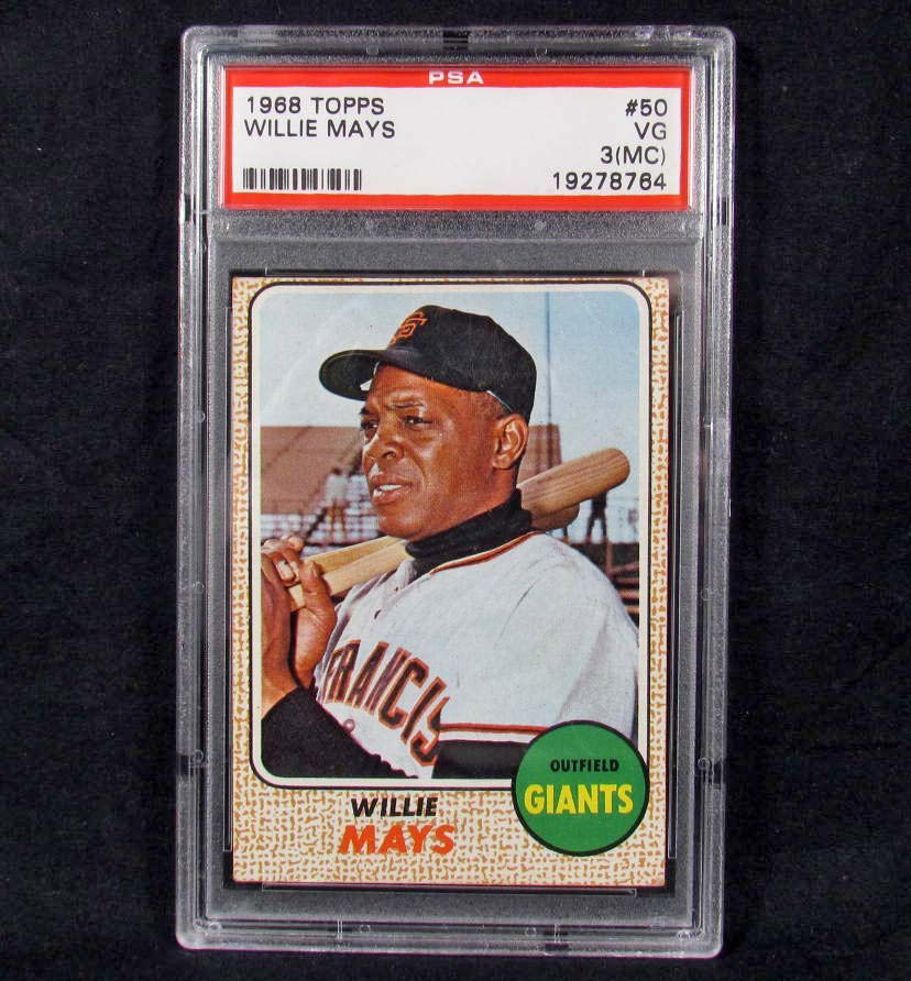 1968 TOPPS WILLIE MAYS NO. 50 BASEBALL CARD - PSA VG