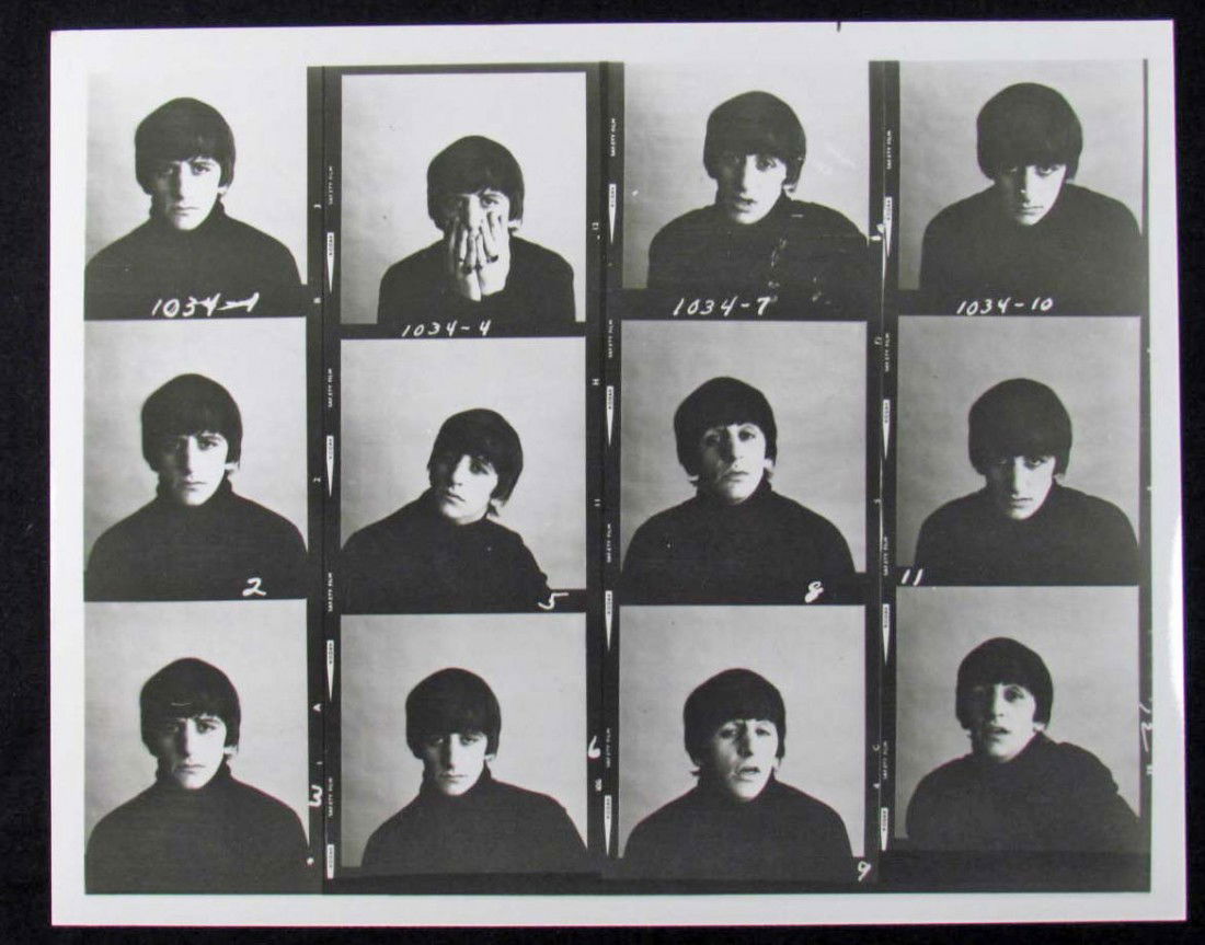 THE BEATLES HARD DAYS NIGHT CONTACT PHOTO SHEET - R: Contact sheet made from Negatives from Robert Freeman Photo shoot.