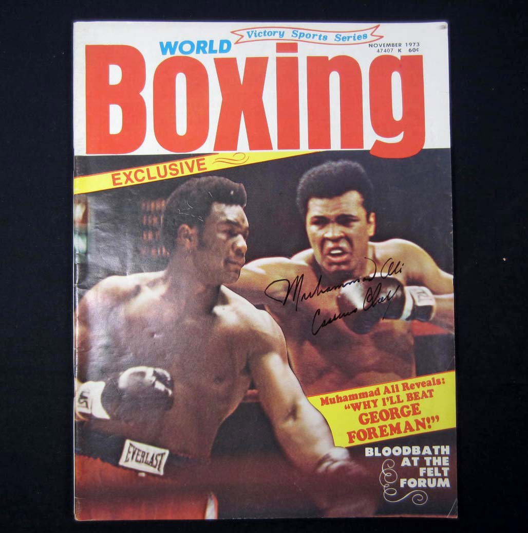 1973 WORLD BOXING AUTOGRAPHED MAGAZINE W/ COA - MU: World Boxing magazine signed by Muhammad Ali on the front cover in black ink. COA from Ace Autograph Certification.