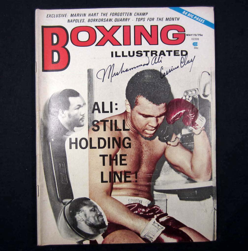 1973 BOXING ILLUSTRATED AUTOGRAPHED MAGAZINE W/ CO: Boxing Illustrated magazine signed on front cover by Muhammad Ali. COA is from ACE Autograph Certification.