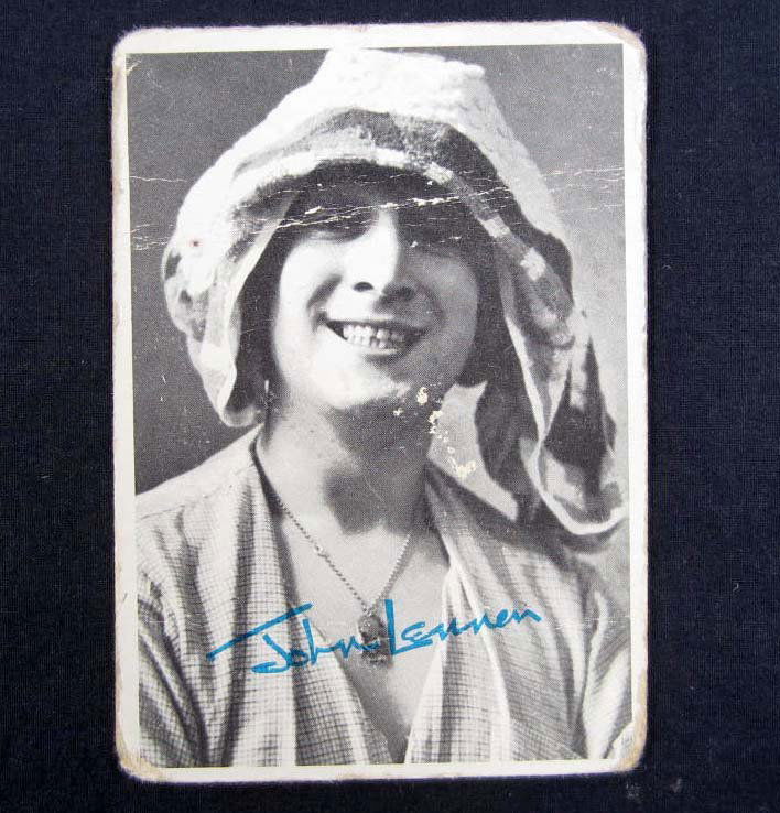 JOHN LENNON AUTOGRAPHED TRADING CARD: Trading card signed Best in Luck John Lennon.