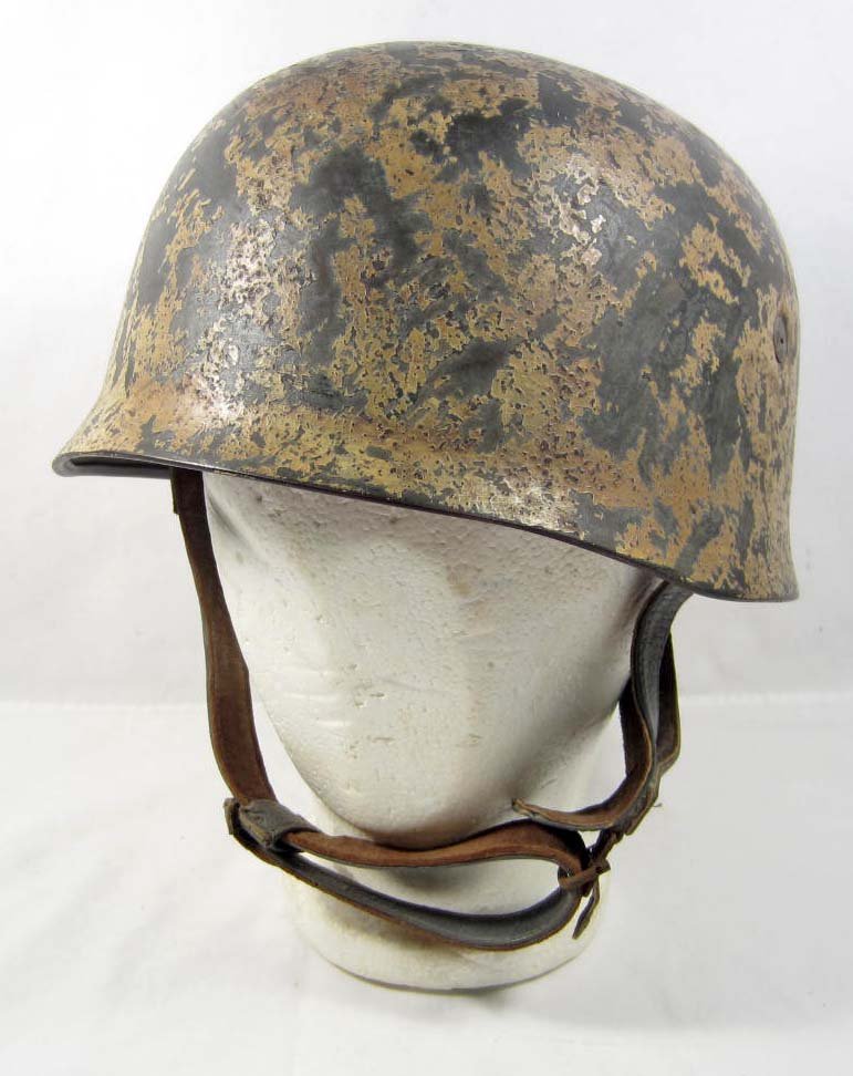 RARE GERMAN NAZI LUFTWAFFE PARATROOPER FALLSHIRMJA: The leather liner is marked Baumuster Heisler Berlin C 2 Hersteller F W Muller Kipfweite: Gr 49 Stahelm: Gr 71. The steel helmet is marked CKL 71 2077. Includes the leather chin straps. The exterior s