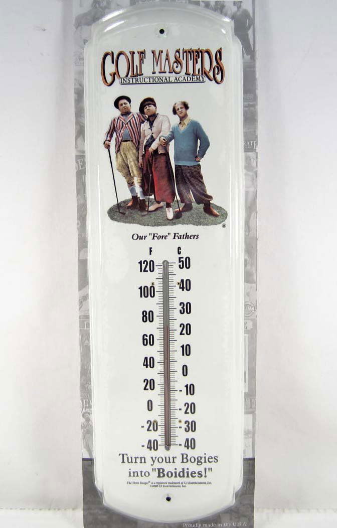 671 - THREE STOOGES GOLF WALL THERMOMETER - 17" LO