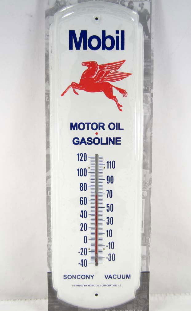 676 - MOBIL GASOLINE WALL THERMOMETER - 17" LONG