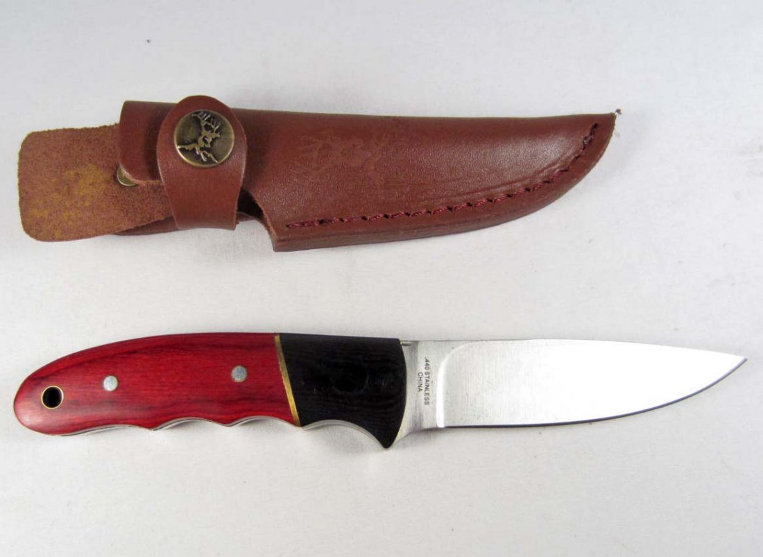 ELK RIDGE DROP POINT HUNTING KNIFE W/ SHEATH: Approx. 8" long overall.