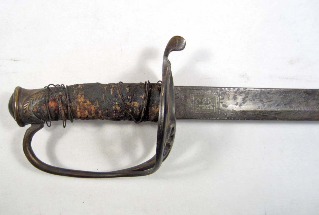 CONFEDERATE STATES ARMY CSA 1860 CAVALRY OFFICERS E: Approx. 39 3/4" long overall. The engraved blade is approx. 34 1/4" long by 1 1/16" wide. It is maker marked Boyle &n Gamble & Co on one side and CS 1862 on the other. The handle is in used condition 