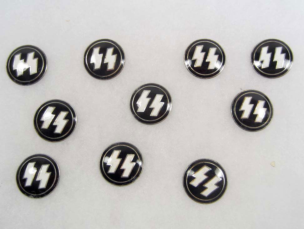 LOT OF 10 GERMAN NAZI ENAMELED PARTY BADGES AND ST: Most are maker marked. nickel and enamel construction. SS NSDAP, Adolf Hitler, Deutschland Erwache, RLB, Golden Party, More