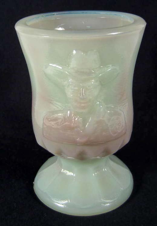 GLASS HOPALONG CASSIDY TOOTHPICK HOLDER: Approx. 2" diameter by 3" tall