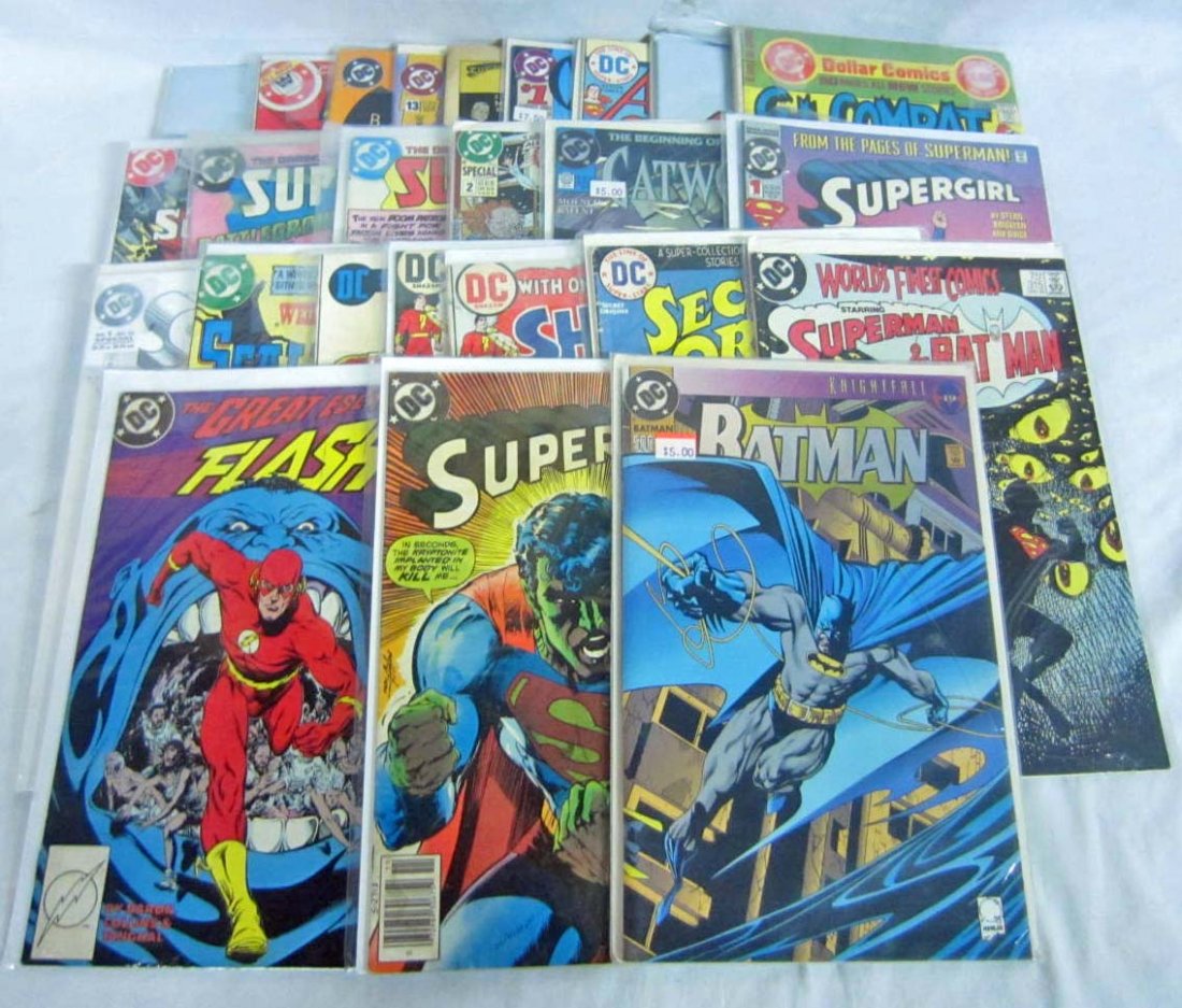 LOT OF APPROX. 25 VINTAGE COMIC BOOKS: Incl., Superman, Batman, Catwoman, More!