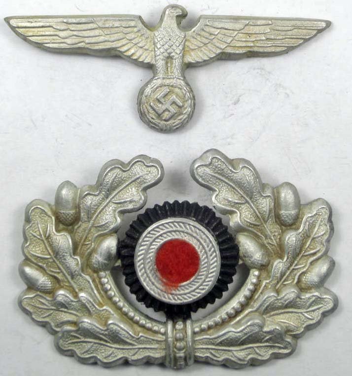 GERMAN NAZI VISOR CAP HAT BADGE SET: N/A