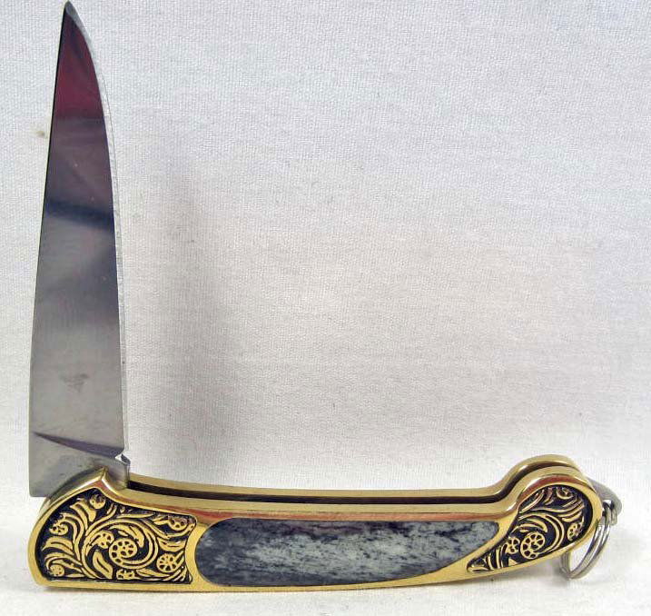 COLT FANCY BRASS FOLDING KNIFE: Approx. 5" long open